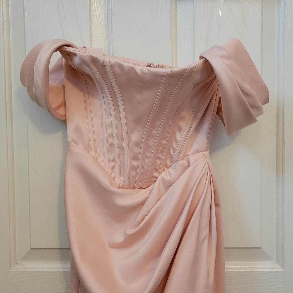SOLD House of CB Genevieve Satin Blush Dress - Picture 10 of 10